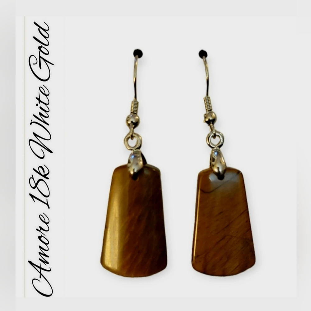 18k white gold Amore Tiger Eye Earrings